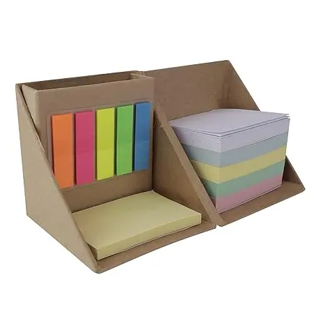 Cube Style Foldable Memo Pads and Tear Off Note Pad with Stationery Pen Holder, Sticky Note